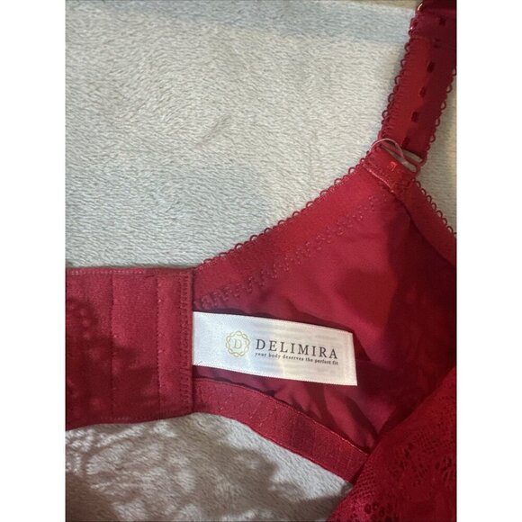 Delimira 46E Minimizer Bra Wine Red Non Padded Underwire New - Picture 4 of 6